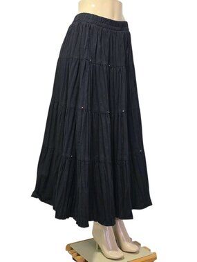 Apache Bohemian Full Flared Maxi Skirt 100% Cotton Made in USA Women's Size M